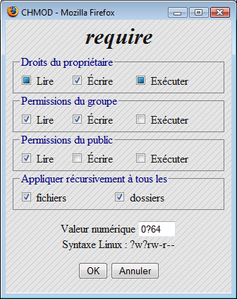 Nouvelle fen&ecirc;tre des permissions