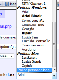 Choix de la police